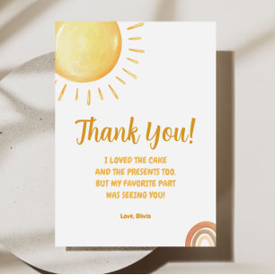 Sunshine 1st Birthday Thank You Card