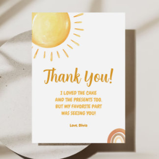 Sunshine 1st Birthday Thank You Card