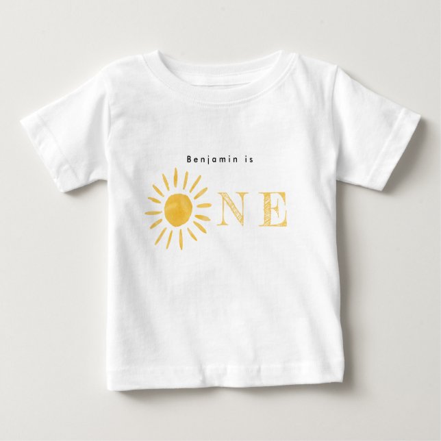 sunshine 1st birthday watercolor sun  baby T-Shirt (Front)