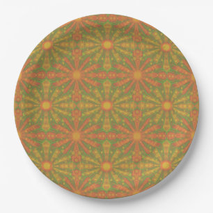 "Sunshine" abstract pattern in orange and yelllow  Paper Plate