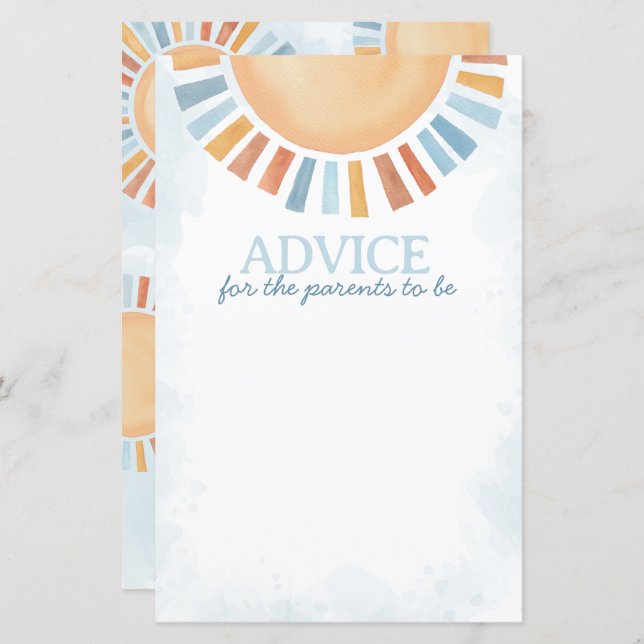 Sunshine Advice Baby Shower Activity (Front/Back)