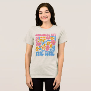 Sunshine All The Time Retro Floral Groovy Boho Tri-Blend Shirt
