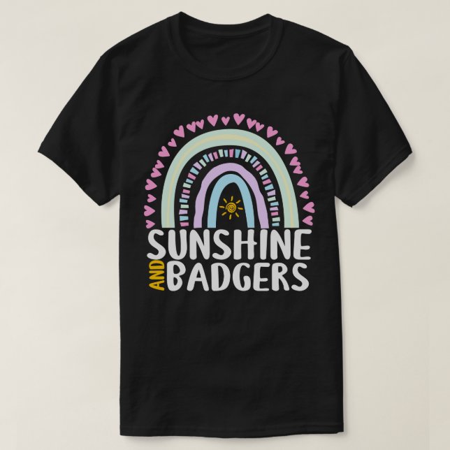 Sunshine and Badgers Cute Rainbow Gift for Womens  T-Shirt (Design Front)