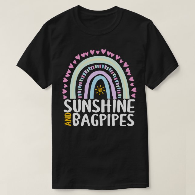 Sunshine and Bagpipes Cute Rainbow Gift for Womens T-Shirt (Design Front)