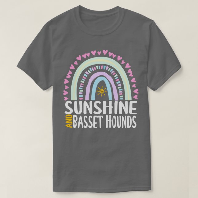 Sunshine and Basset Hounds Cute Rainbow Gift for W T-Shirt (Design Front)