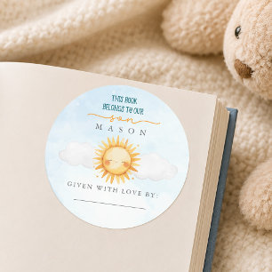 Sunshine and Blue Skies Baby Bookplate Sticker