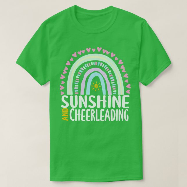 Sunshine and Cheerleading Cute Rainbow Gift for Wo T-Shirt (Design Front)