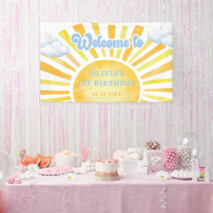Sunshine and Clouds Birthday Party Banner