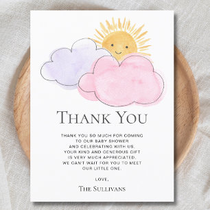 Sunshine And Clouds Girl's Baby Shower Thank You  Postcard
