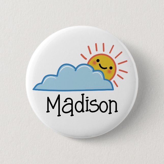 Sunshine And Clouds Personalised 6 Cm Round Badge (Front)