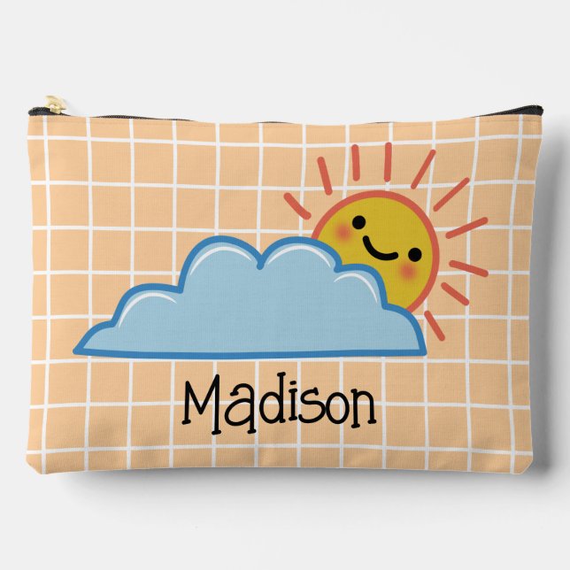 Sunshine And Clouds Personalised Accessory Pouch (Front)