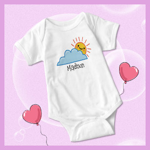 Sunshine And Clouds Personalised Baby Bodysuit