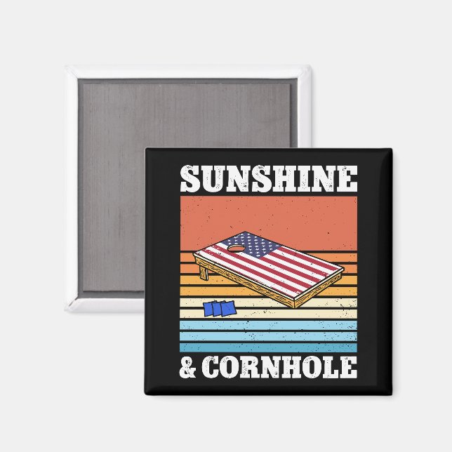 Sunshine And Cornhole Game hobby Retro Gift Funny Magnet (Front/Back)
