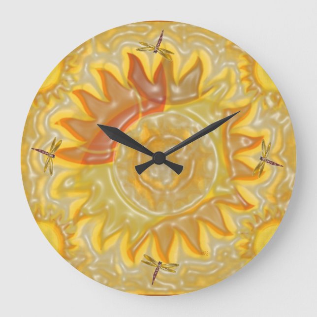 Sunshine and Dragonflies Large Clock (Front)