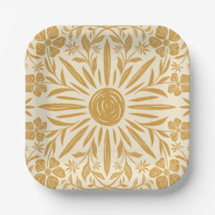 Sunshine and Floral Print Paper Plate