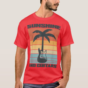 Sunshine and guitars retro palm tree electric guit T-Shirt