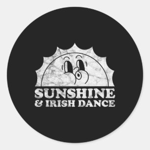 Sunshine And Irish Dance Retro Vintage Sun Irish D Classic Round Sticker