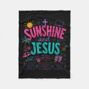 Sunshine And Jesus Let Your Light Shine Christian Fleece Blanket