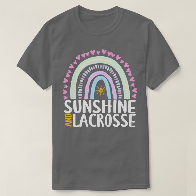 Sunshine and Lacrosse Cute Rainbow Gift for Womens T-Shirt (Design Front)