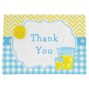 Sunshine and Lemonade Blue and Yellow Baby Shower Large Gift Bag