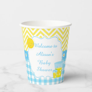 Sunshine and Lemonade Blue and Yellow Baby Shower Paper Cups