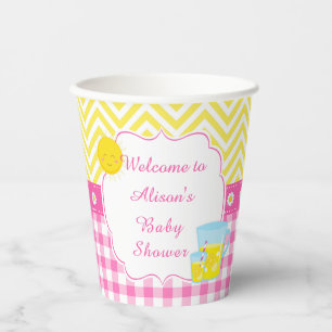 Sunshine and Lemonade Pink and Yellow Baby Shower Paper Cups
