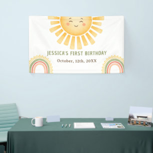 Sunshine And Rainbow Birthday Party Banner