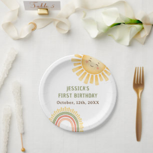 Sunshine And Rainbow Birthday Party  Paper Plate