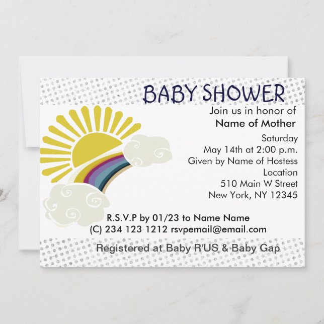 Sunshine and Rainbow Invitation (Front)