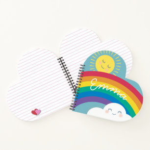 Sunshine and Rainbows Hearts Notebook