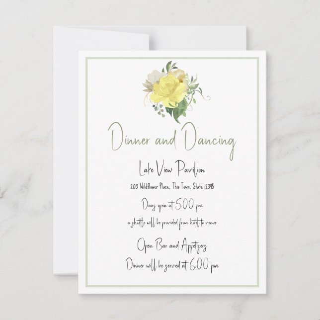 Sunshine and Roses Yellow Wedding Details Invitation (Front)