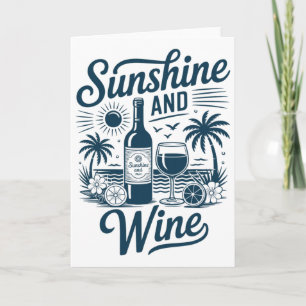 Sunshine And Wine Beach Retro 70s Vintage Vacation Card
