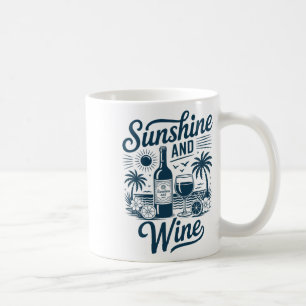 Sunshine And Wine Beach Retro 70s Vintage Vacation Coffee Mug