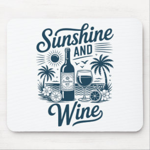 Sunshine And Wine Beach Retro 70s Vintage Vacation Mouse Pad