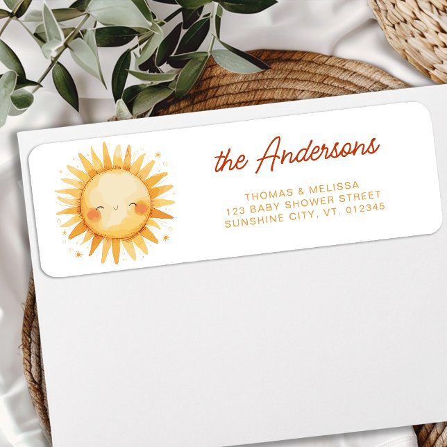 Sunshine Baby Shower Boho Cute Sun Return Address (Creator Uploaded)