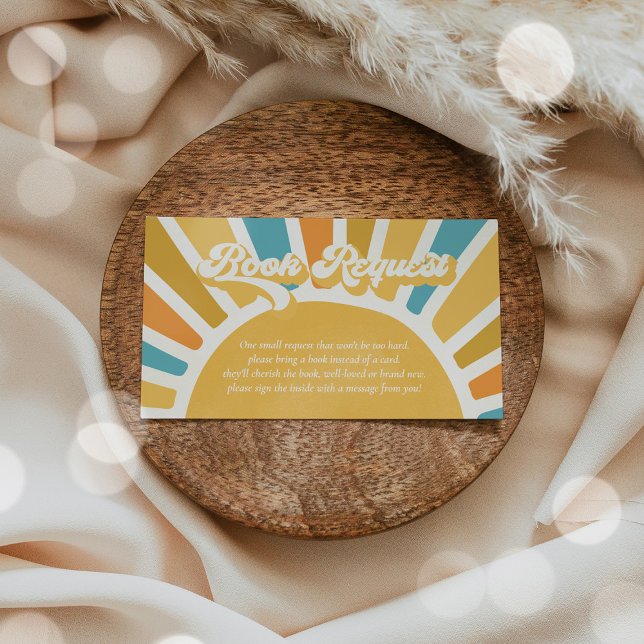 Sunshine Baby Shower Boho Retro Book Request Enclosure Card (Creator Uploaded)