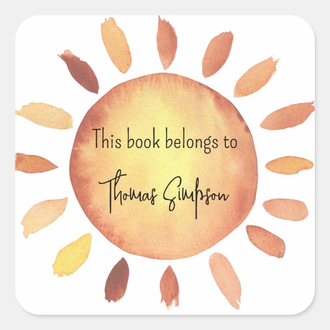 Sunshine baby shower bookplate square sticker (Front)