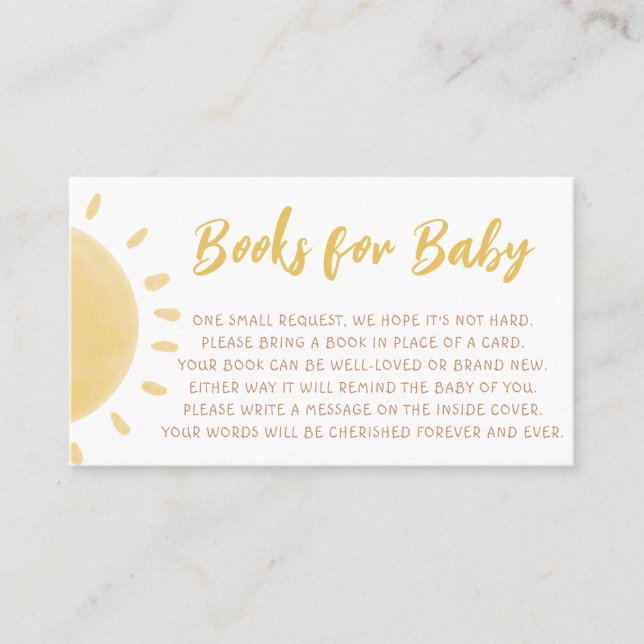 Sunshine Baby Shower Books for Baby Business Card (Front)