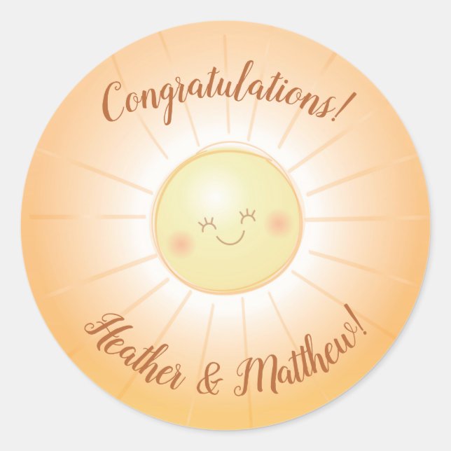 Sunshine Baby Shower Classic Round Sticker (Front)