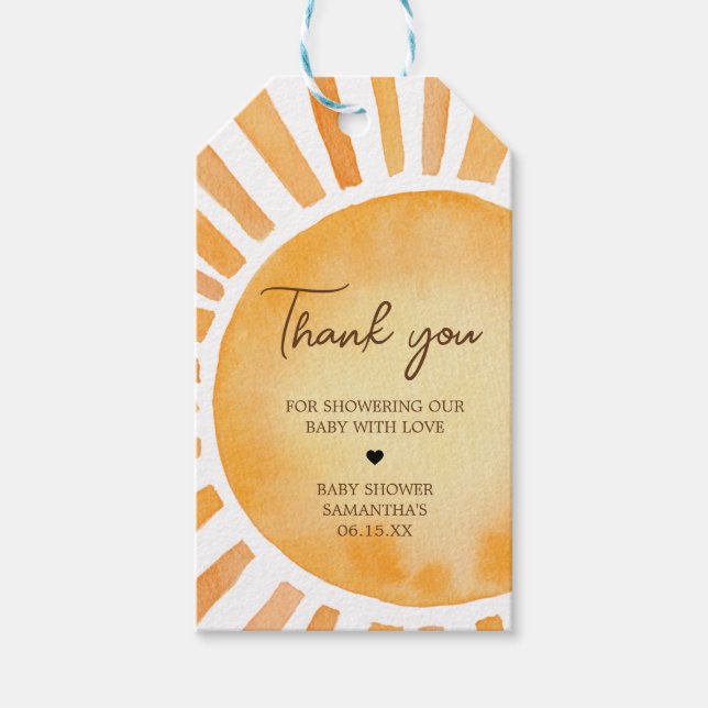 Sunshine Baby Shower Favour Tags (Front)