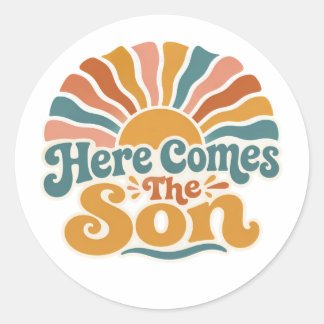Sunshine Baby Shower Here Come The Son Classic Round Sticker