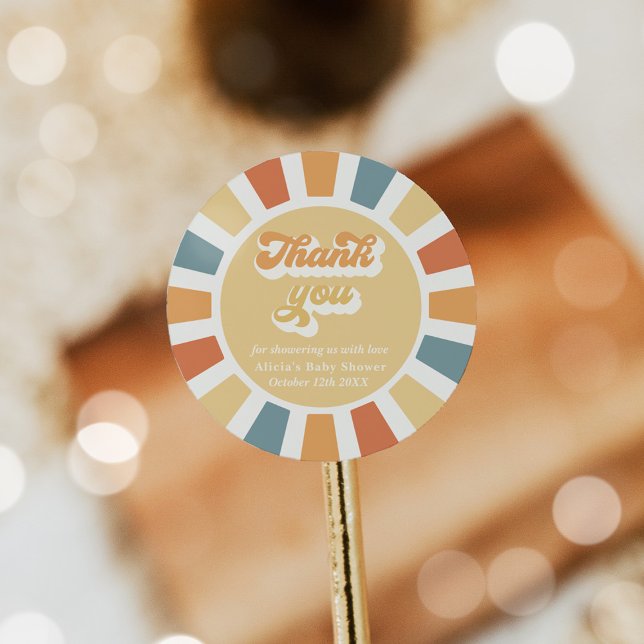 Sunshine Baby Shower Here Come The Son Favours Classic Round Sticker (Creator Uploaded)