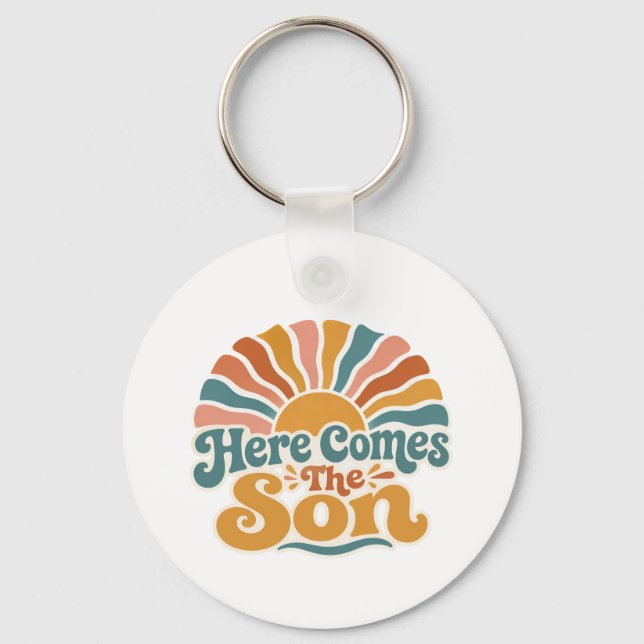 Sunshine Baby Shower Here Come The Son Key Ring (Front)