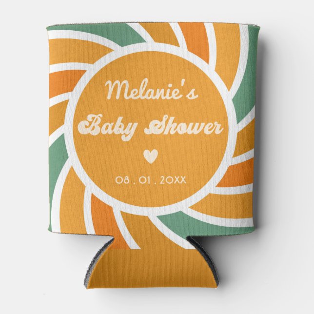 Sunshine Baby Shower Here Come The Son Retro Can Cooler (Front)