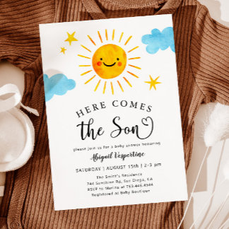 Sunshine Baby Shower Here Comes the Son Invitation