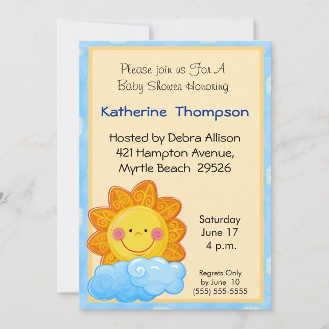 Sunshine  Baby  Shower Invitation (Front)