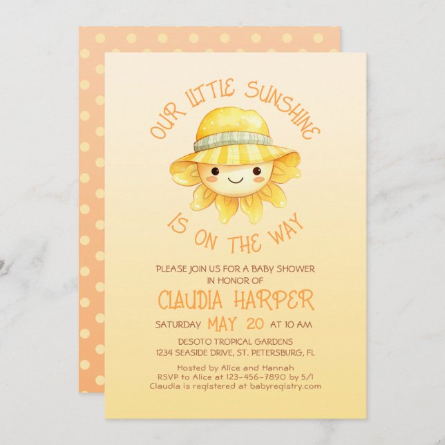Sunshine Baby Shower Invitation (Front/Back)