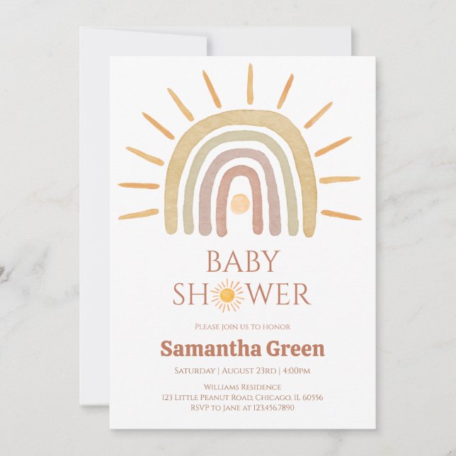 Sunshine Baby Shower Invitation (Front)
