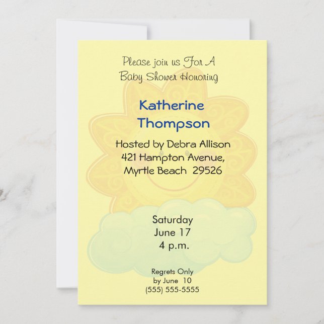 Sunshine  Baby  Shower Invitation (Front)