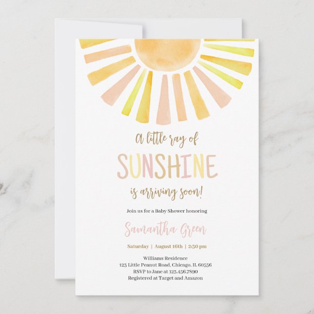 Sunshine Baby Shower Invitation (Front)